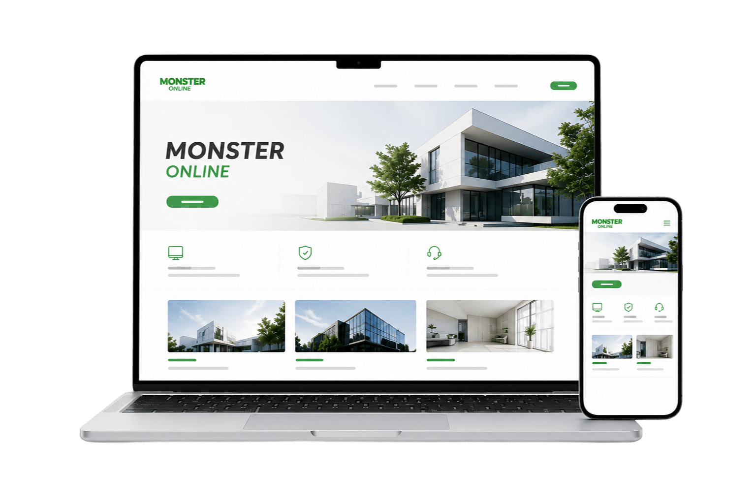 Monster Online website mockup